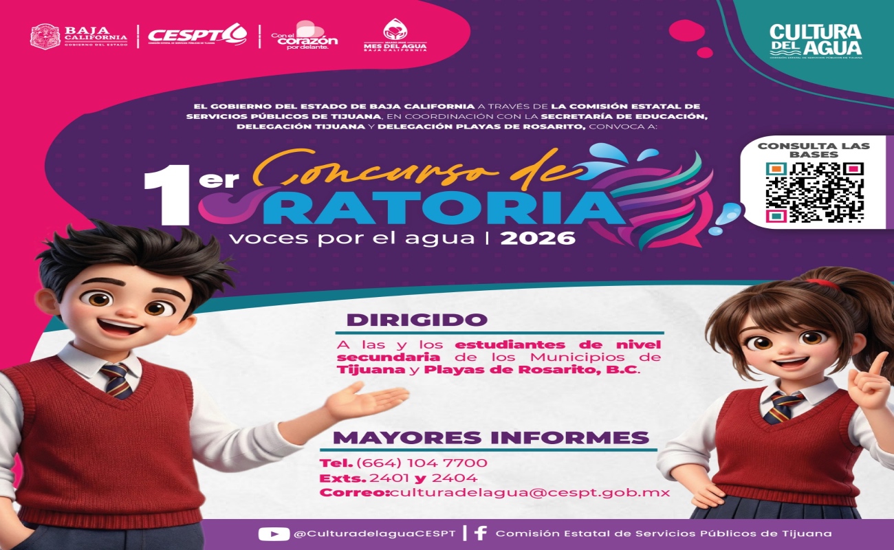 Invita CESPT a estudiantes de secundaria a participar en concurso de oratoria “Voces por el Agua 2026”