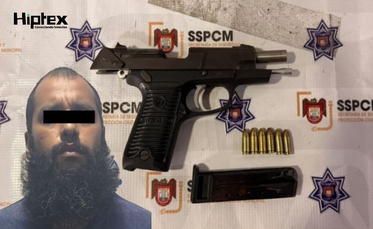 Aseguran agentes de la SSPCM a un hombre armado durante operativo preventivo
