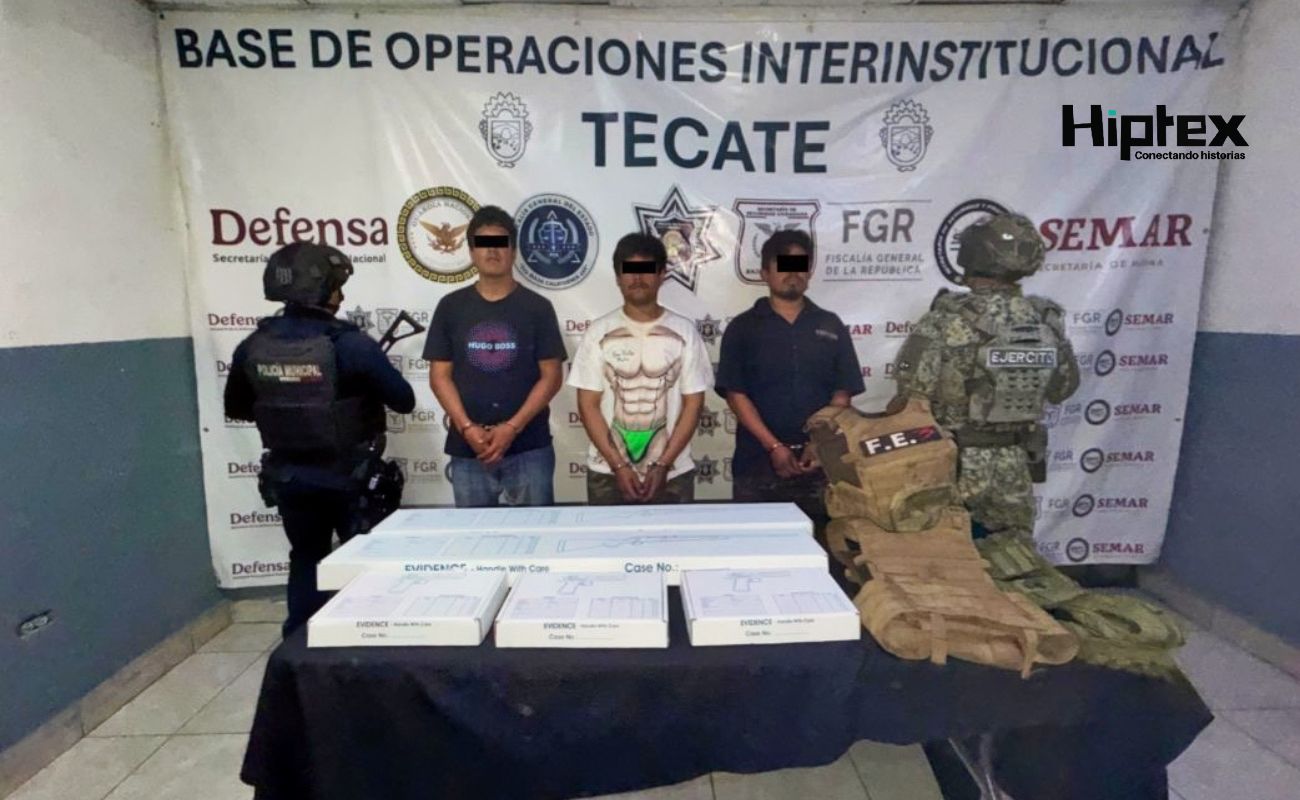 Atrapan en operativo en zona rural de Tecate a tres sujetos armados
