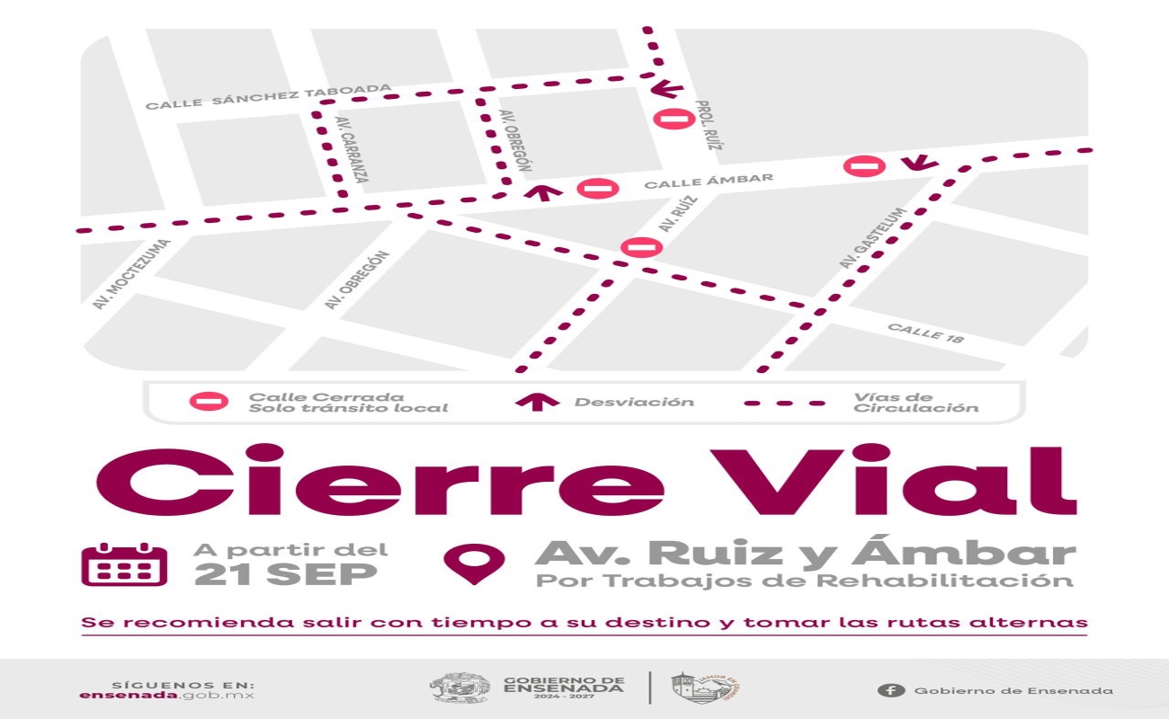 Anuncian inicio de rehabilitación de crucero de avenida Ruiz y Ámbar