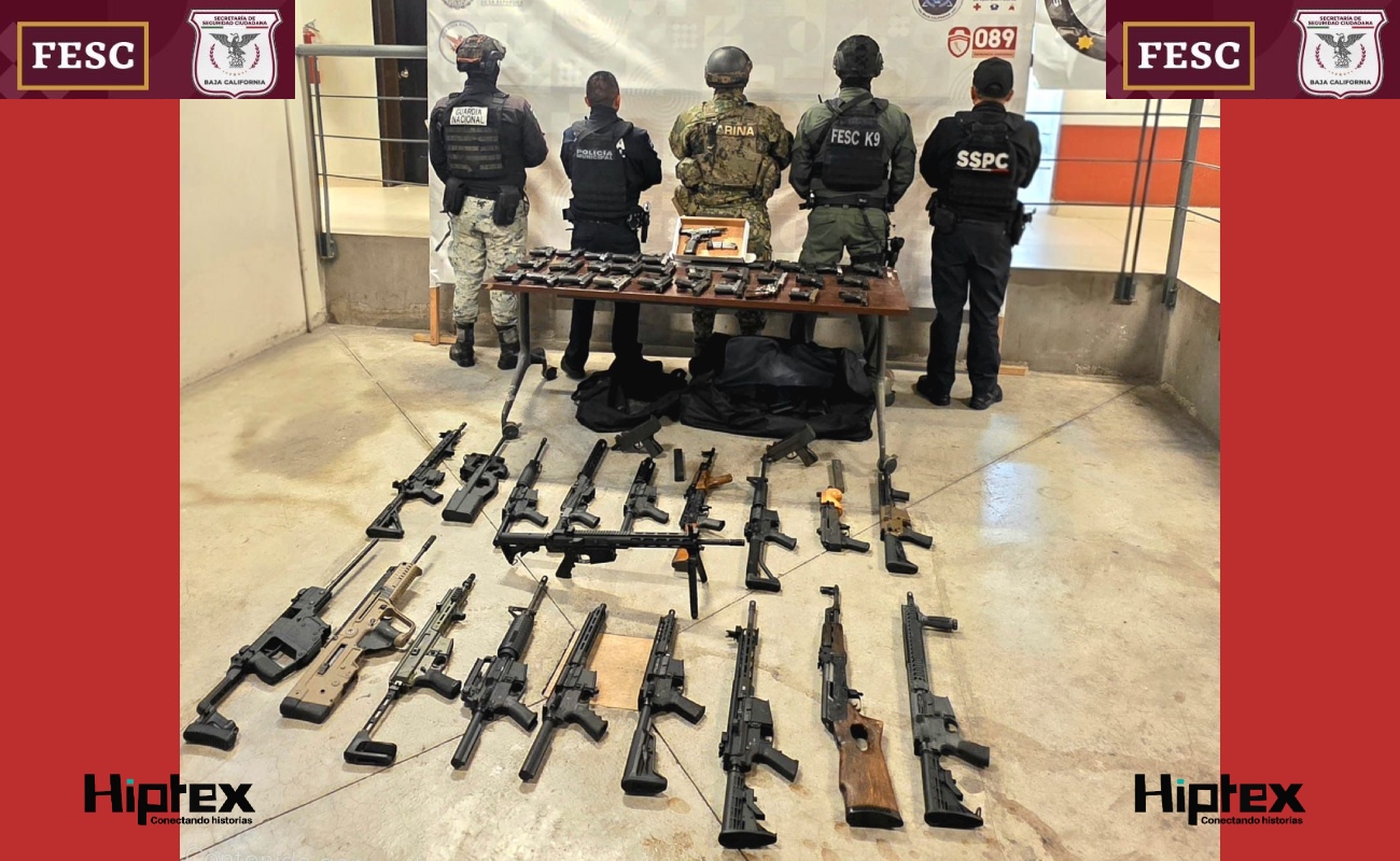 Aseguran 50 armas de fuego a organización criminal