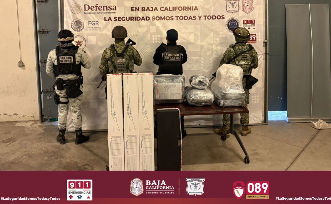Aseguran armas, droga y equipo táctico gracias a denuncia ciudadana en Tijuana