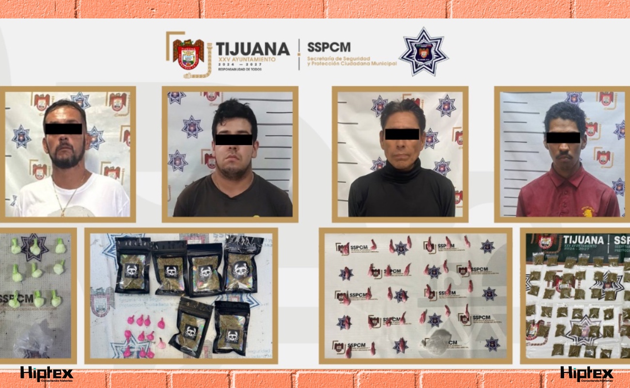 Detienen a cuatro presuntos narcomenudistas y les aseguran diversas drogas