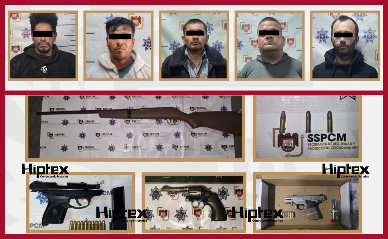 Asegura Policía Municipal a cinco hombres armados en Tijuana