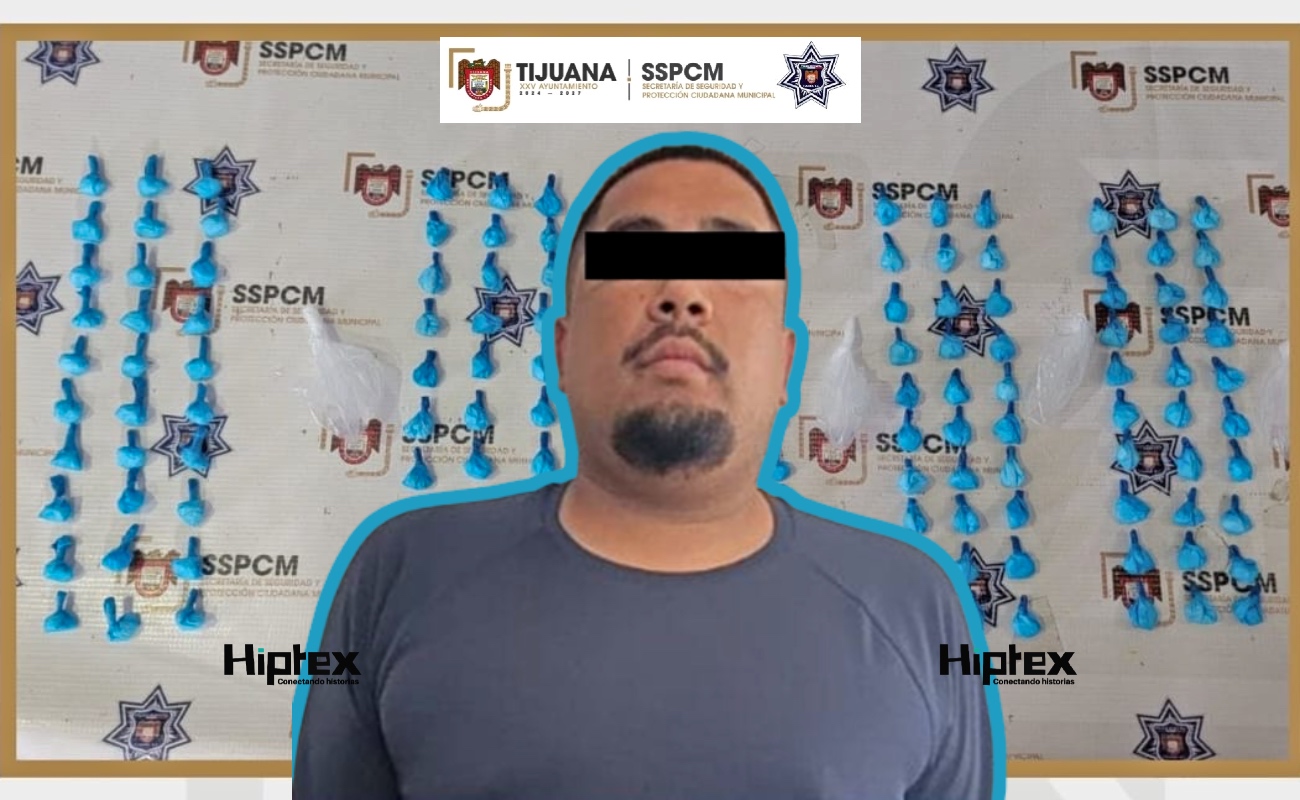 Daniel Antonio “N”, el detenido y la droga asegurada.