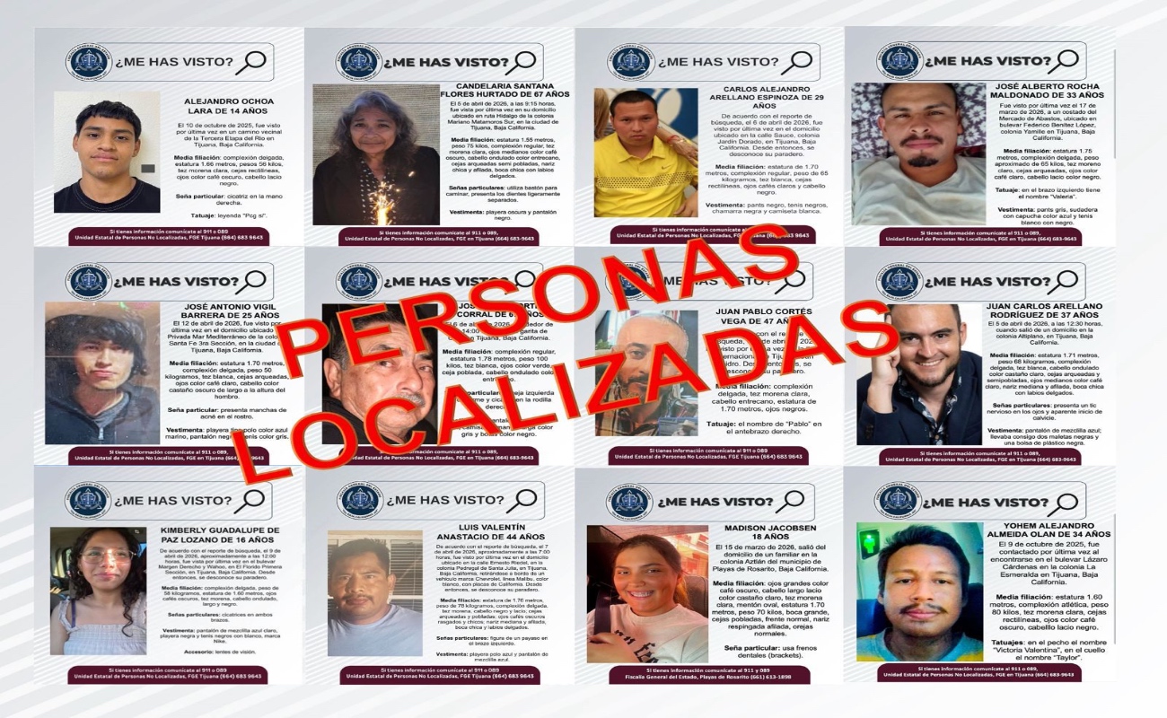 Localiza FGE a 12 personas reportadas como desaparecidas