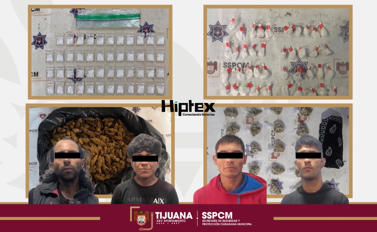 Asegura la Policía Municipal a cuatro hombres en posesión de presuntas drogas