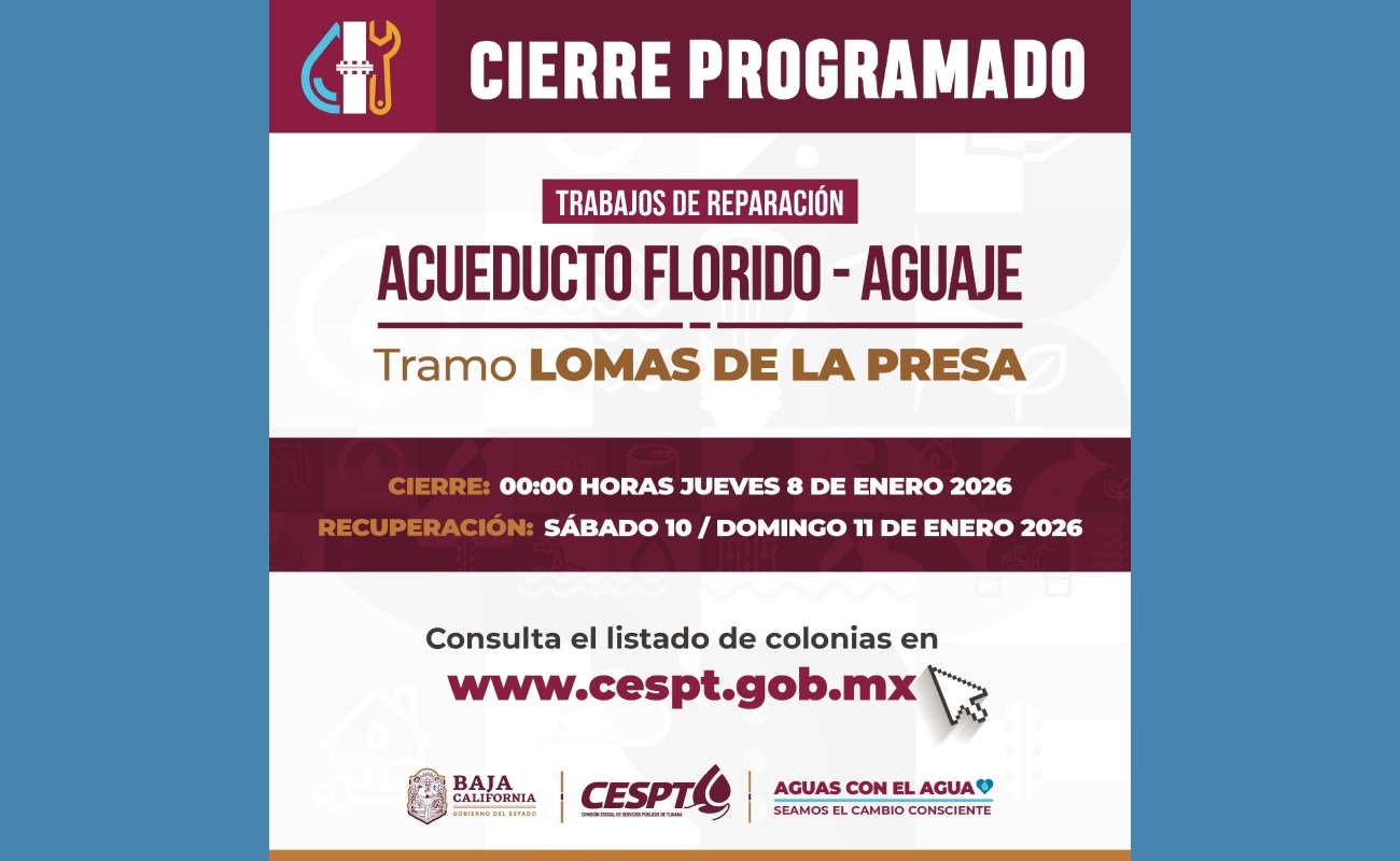 El próximo sábado se llevará a cabo la reapertura del acueducto.