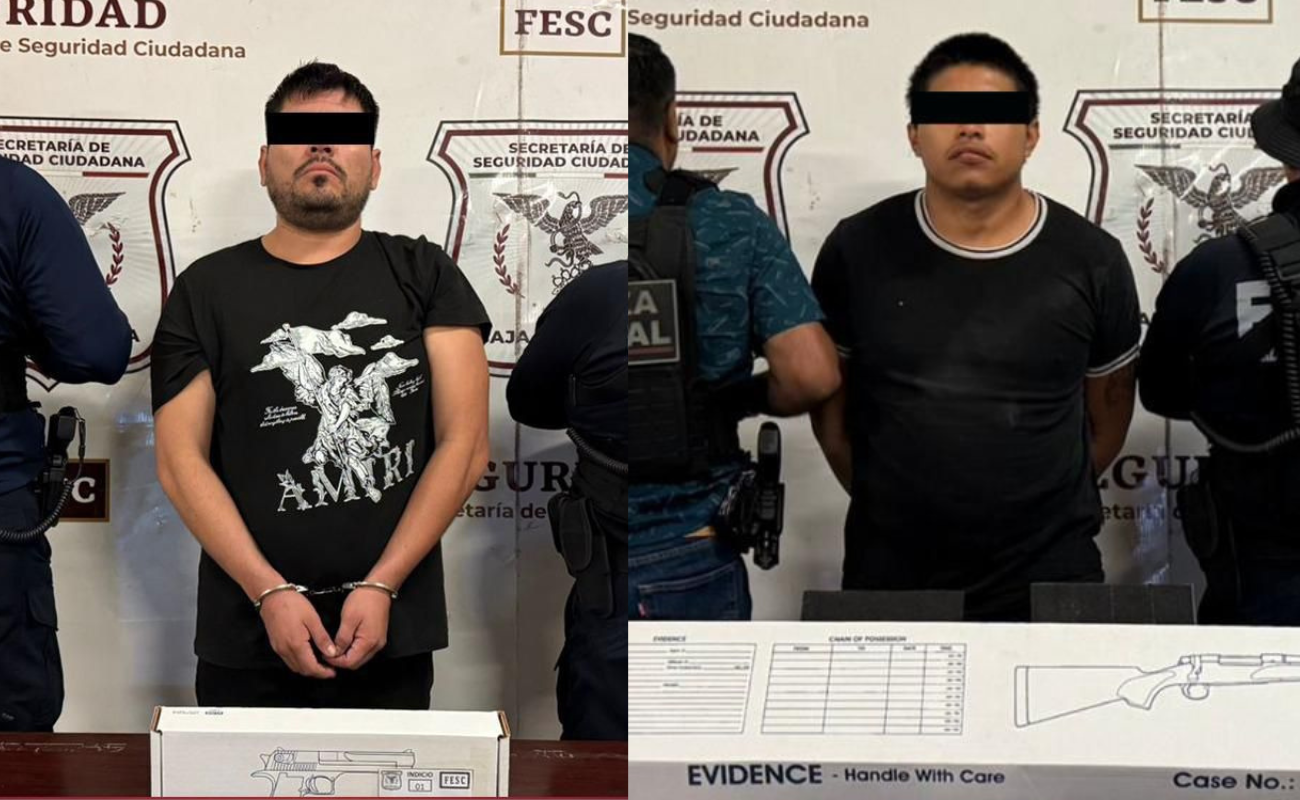 Fuerza Estatal asegura dos armas de fuego y detiene a dos personas  en Tijuana