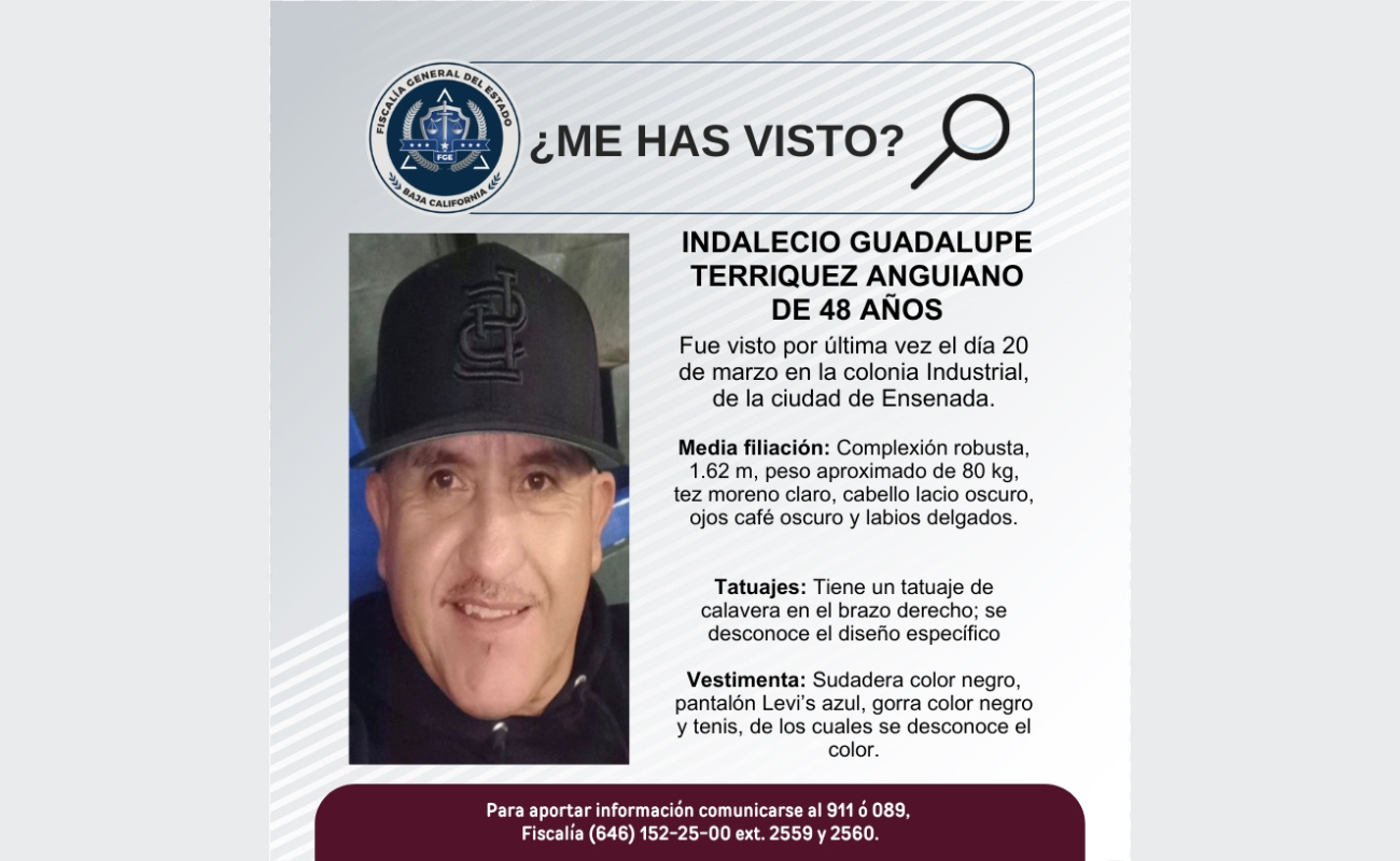 Pesquisa de Indalecio Guadalupe Terriquez Anguiano de 48 años