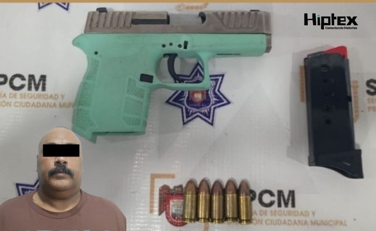 A Antonio "N", de 48 años, le fue asegurada un arma de fuego tipo pistola calibre 9 milímetros.