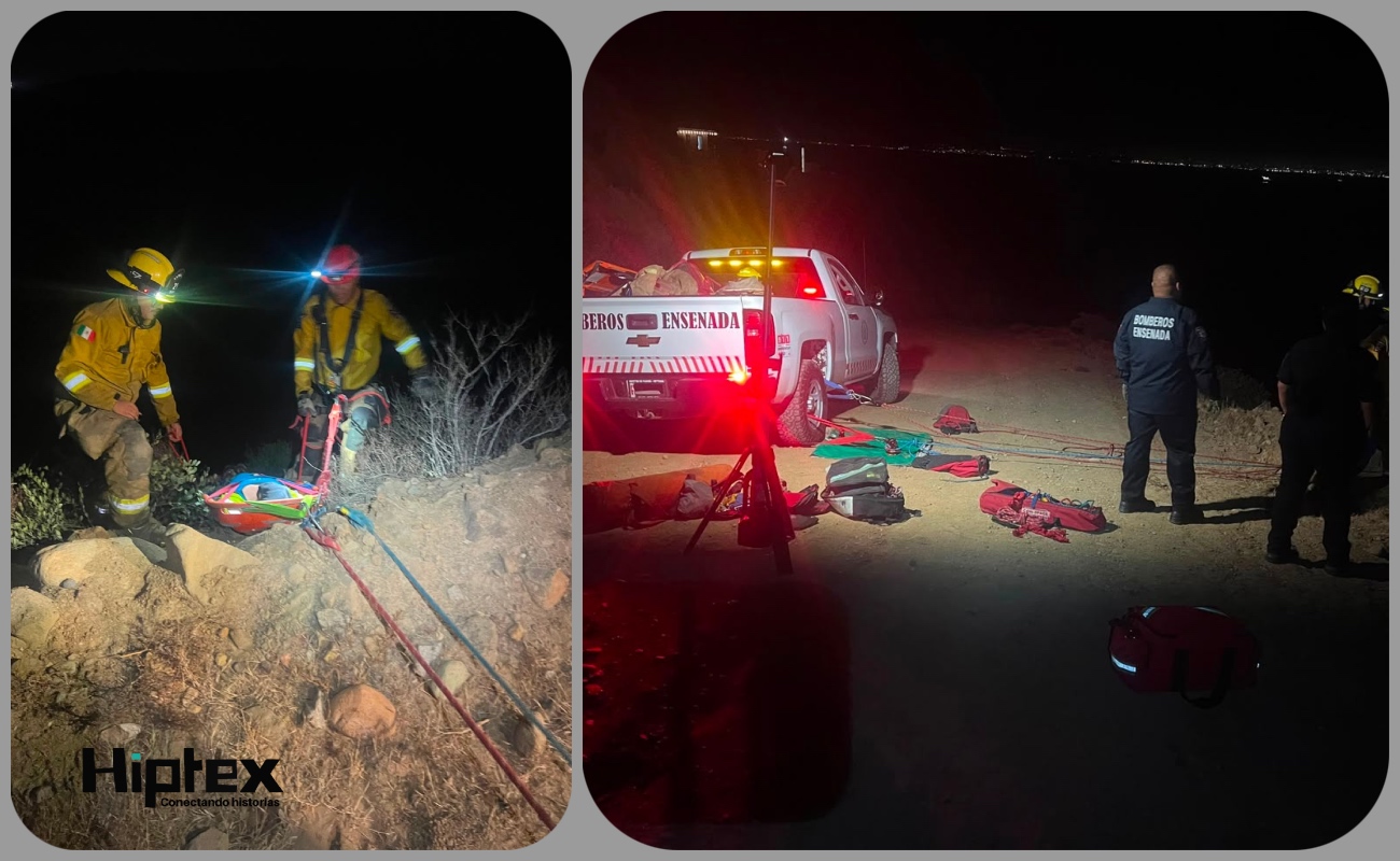 División de Rescate Urbano ponen a salvo a una mujer que cayó a un barranco en la carretera a La Bufadora