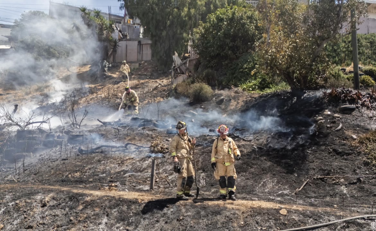 Sofocan Bomberos incendio de zacatal sobre el Bulevar Rosas Magallón