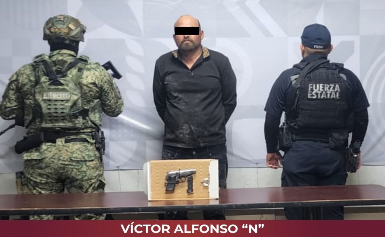 Tras persecución aseguran FESC y DEFENSA a hombre armado en Mexicali