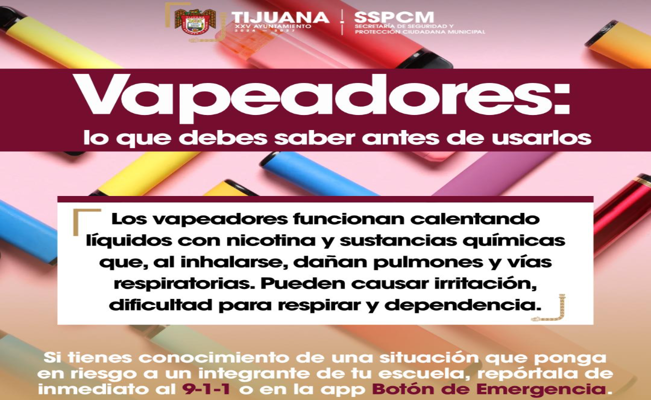 Exhorta SSPCM a prevenir el uso de vapeadores en instituciones educativas