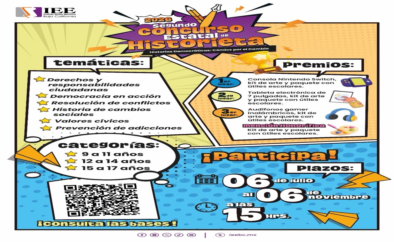 Lanza IEEBC II Concurso Estatal de Historieta 2026 “Historias Democráticas: Comics por el Cambio”