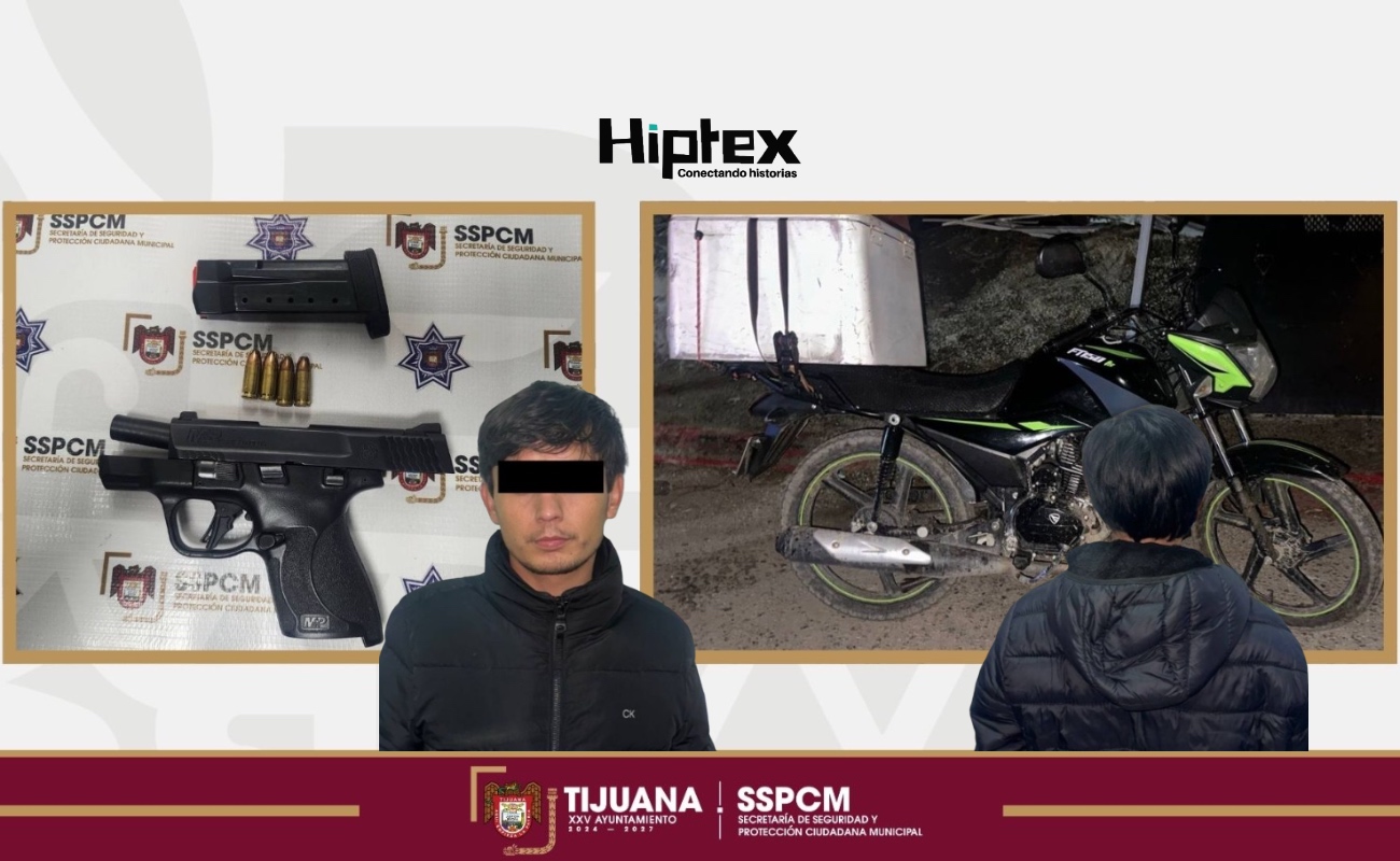 Asegura Policía Municipal a dos personas, una de ellas menor de edad, por portación de arma de fuego