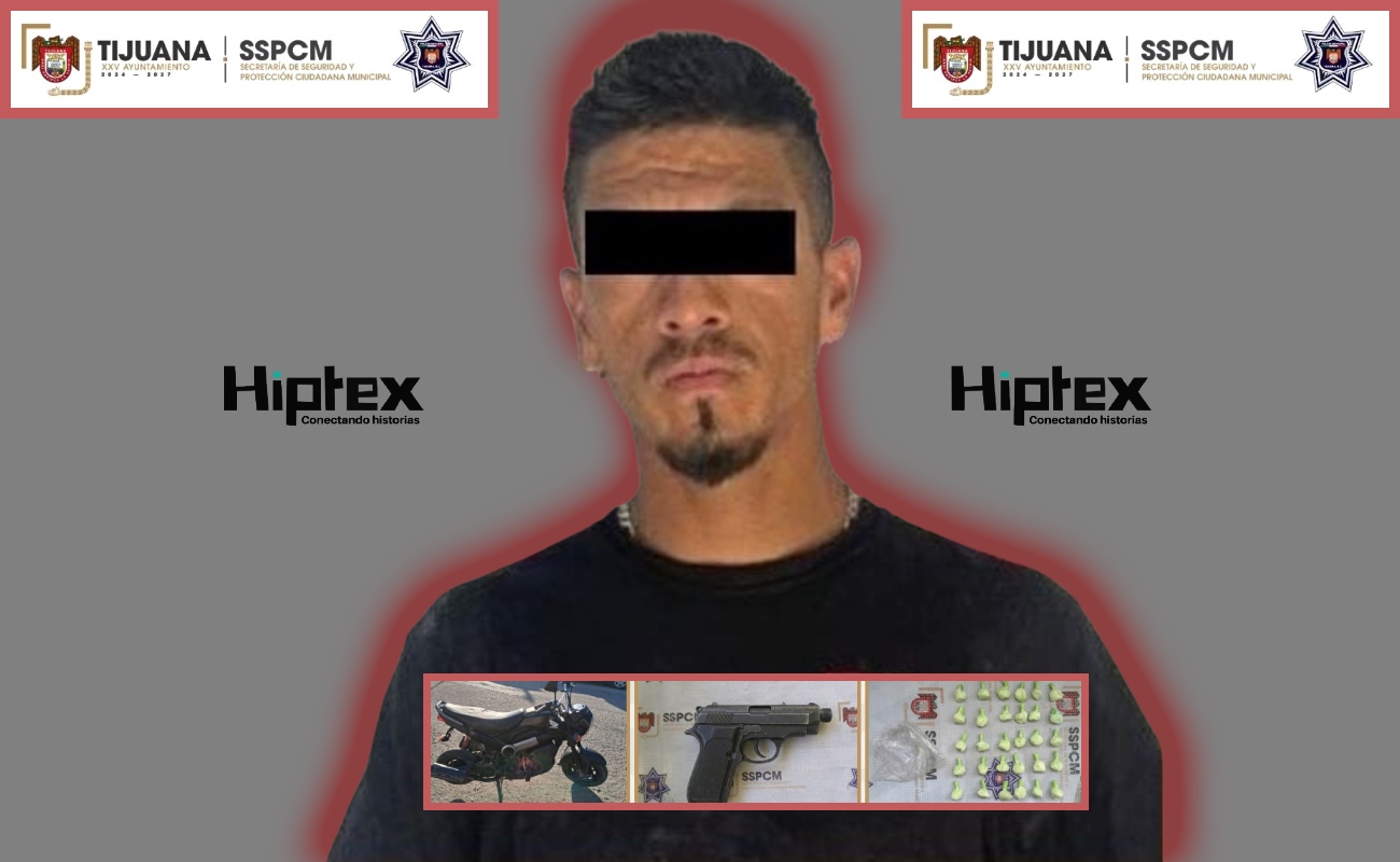 Arrestan a sujeto por presunta posesión de sustancia ilícita y un arma