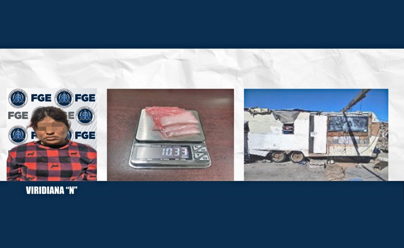 La Fiscalía General del Estado detuvo a Viridiana “N” y decomisó metanfetamina en un cateo en San Felipe.
