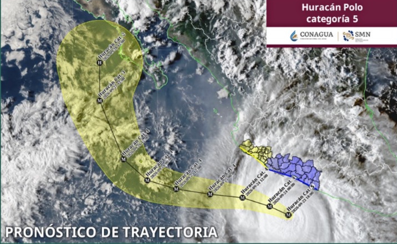 Se intensifica huracán Polo a categoría 5; se ubica a 235 kilómetros al sur-suroeste de Zihuatanejo