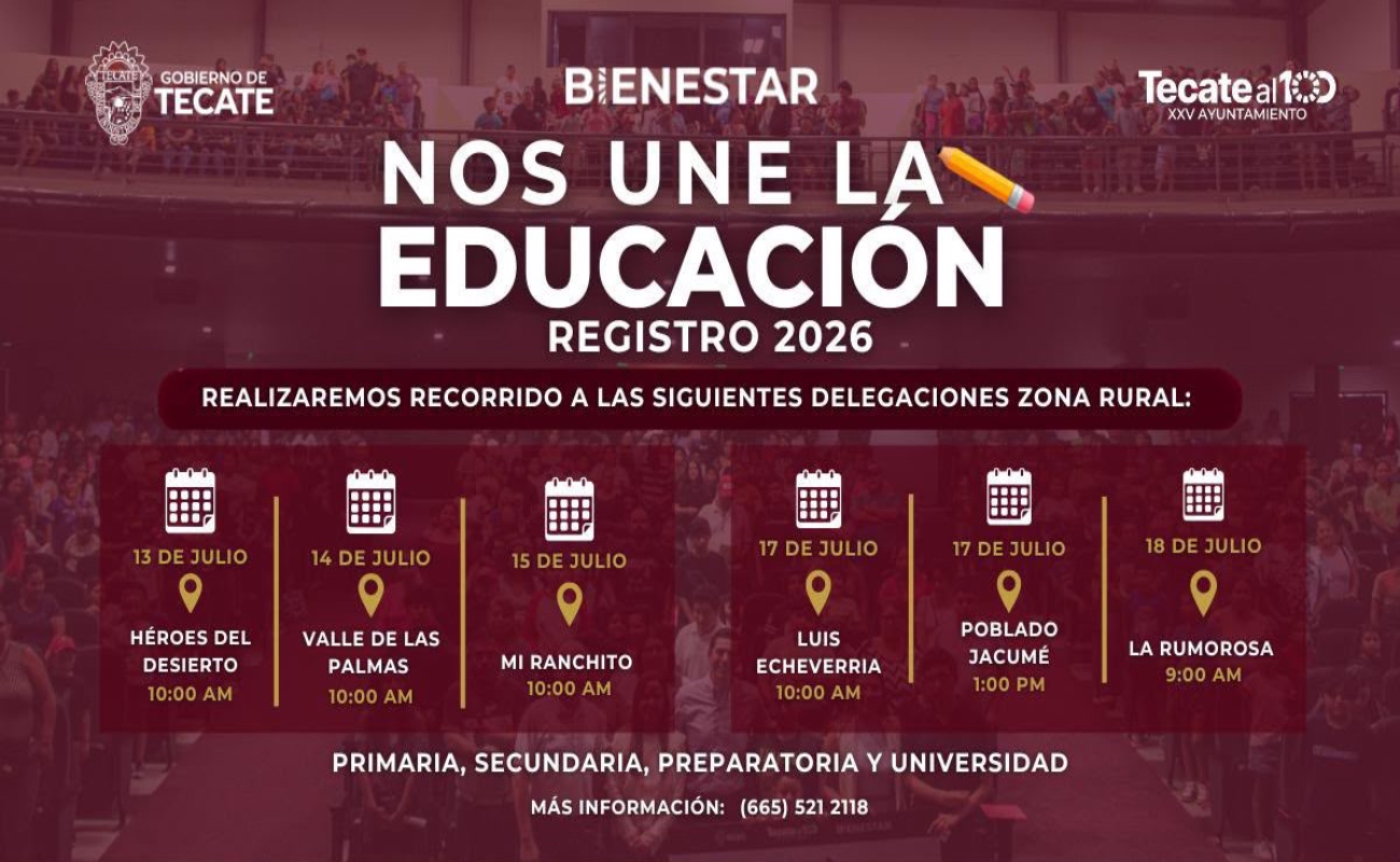 Recorrerá Gobierno de Tecate las delegaciones rurales con el programa “Nos Une la Educación”