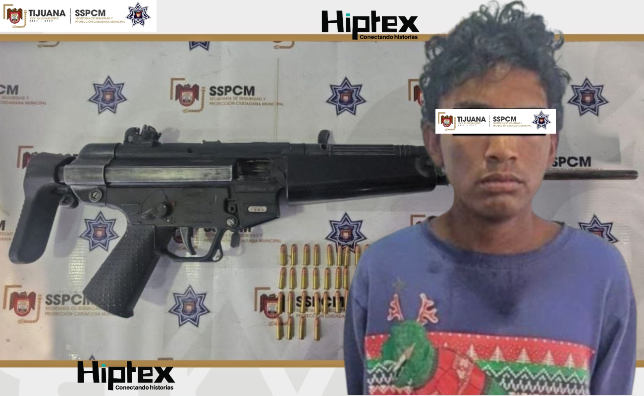 Aseguran a joven con arma tipo fusil
