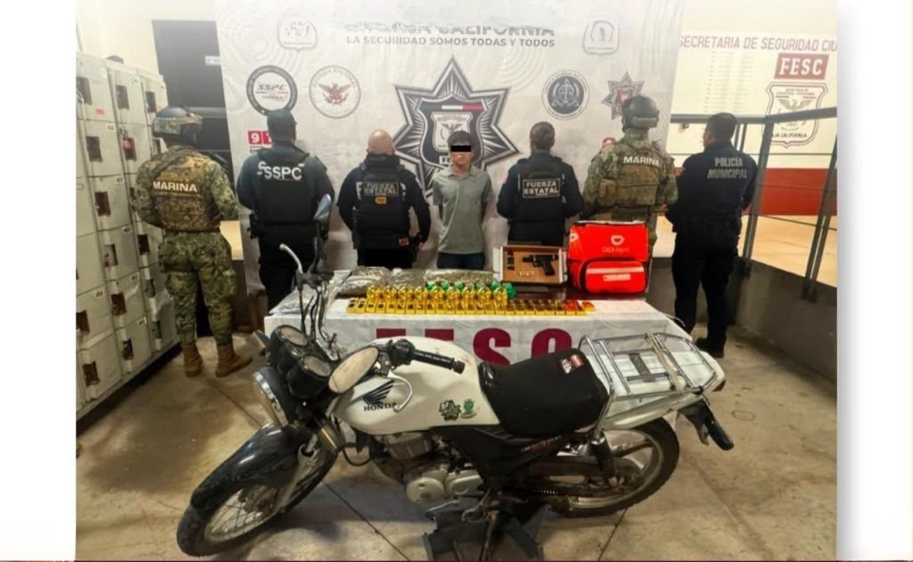 Asegura FESC más de dos kilos de marihuana y un arma de fuego; hay un detenido