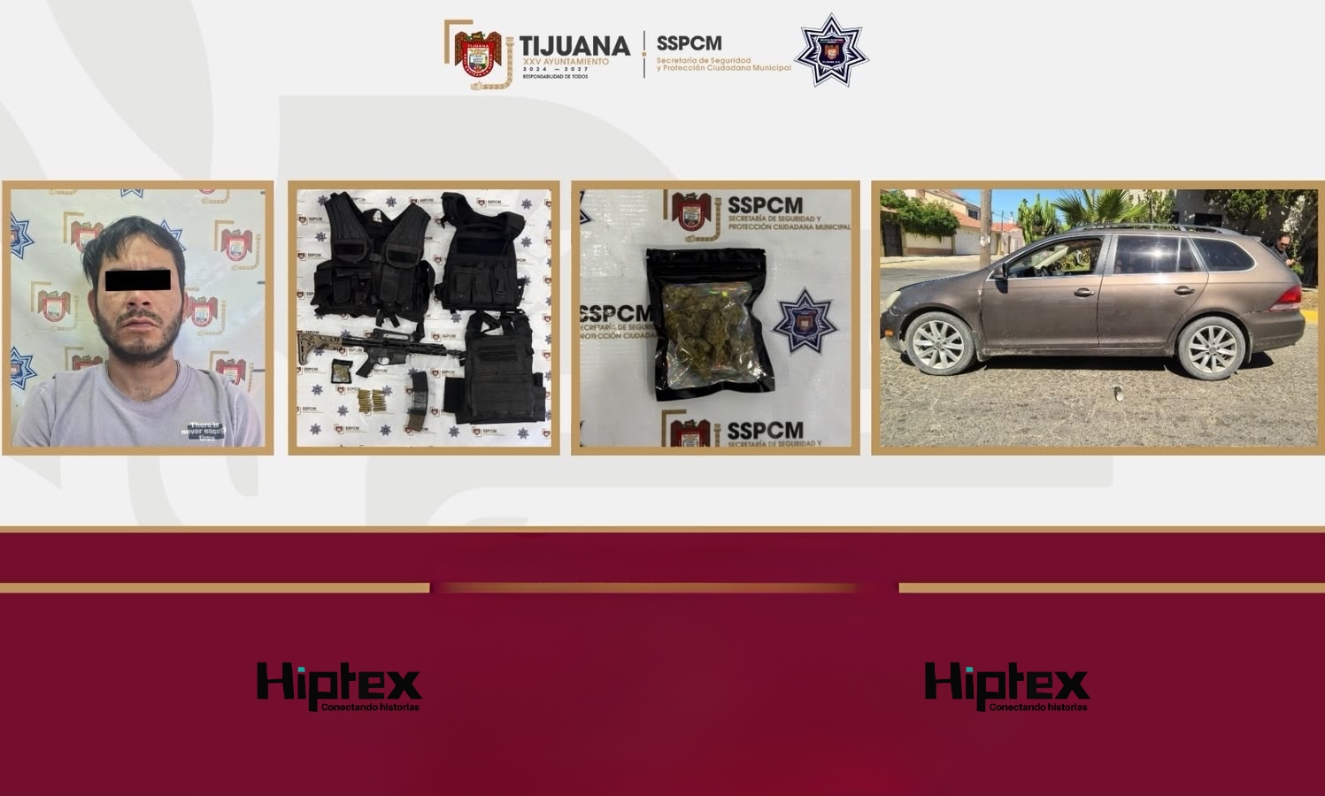 Detiene Policía Municipal a sujeto con arma tipo fusil y tres chalecos antibalas