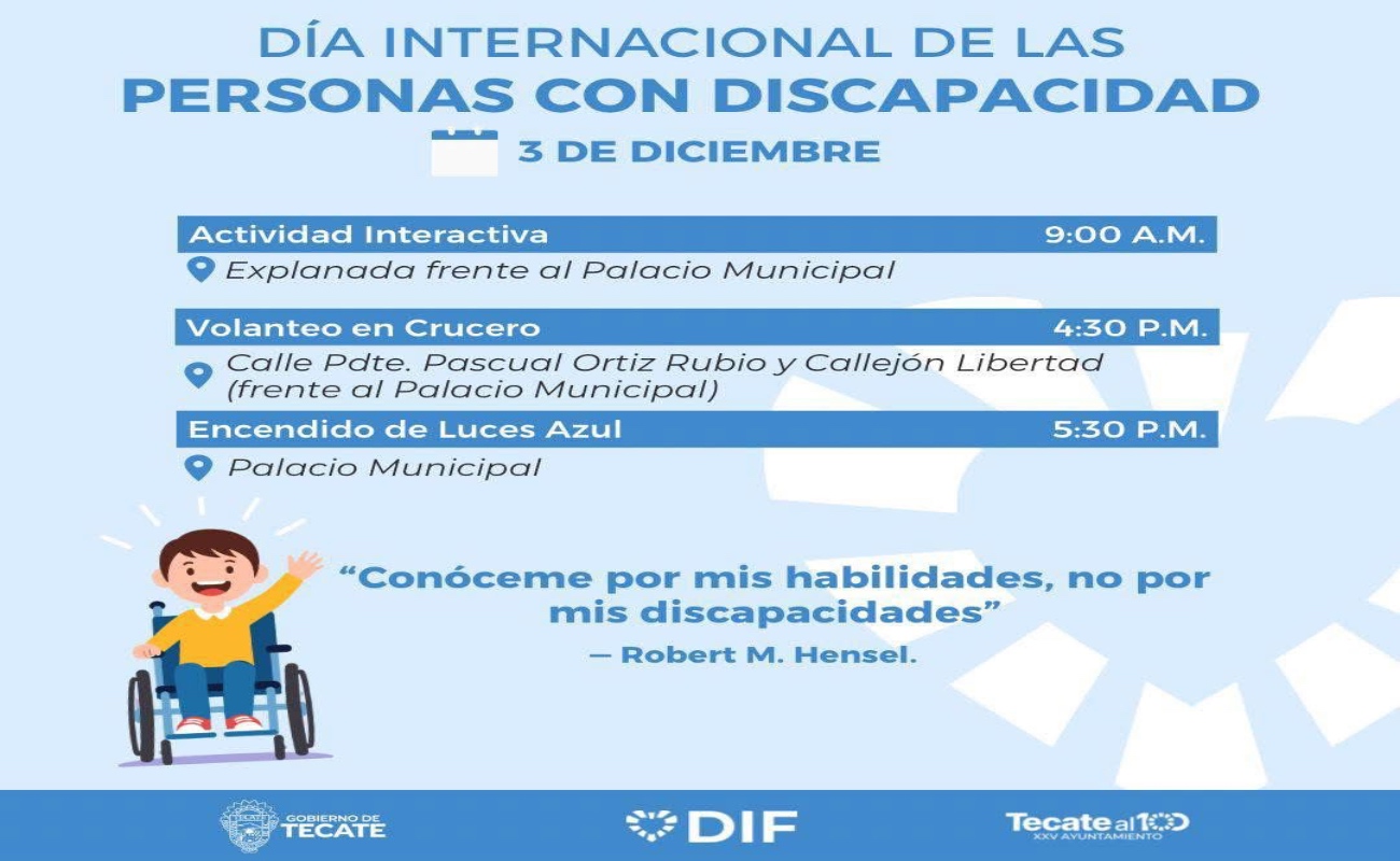DIF Tecate conmemorará el Día Internacional de las Personas con Discapacidad con actividades inclusivas