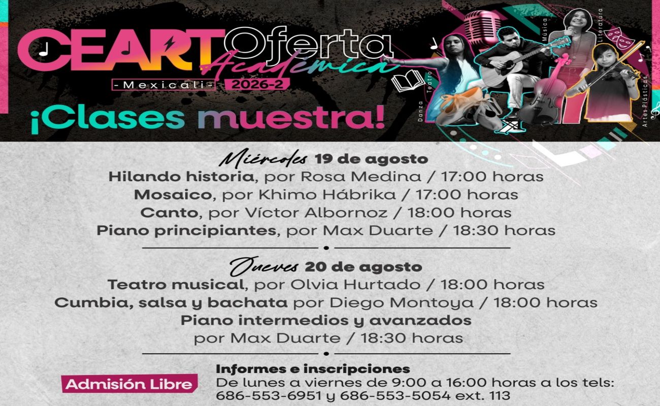 CEART Mexicali abre sus puertas con clases muestra gratuitas de su oferta académica 2026-2