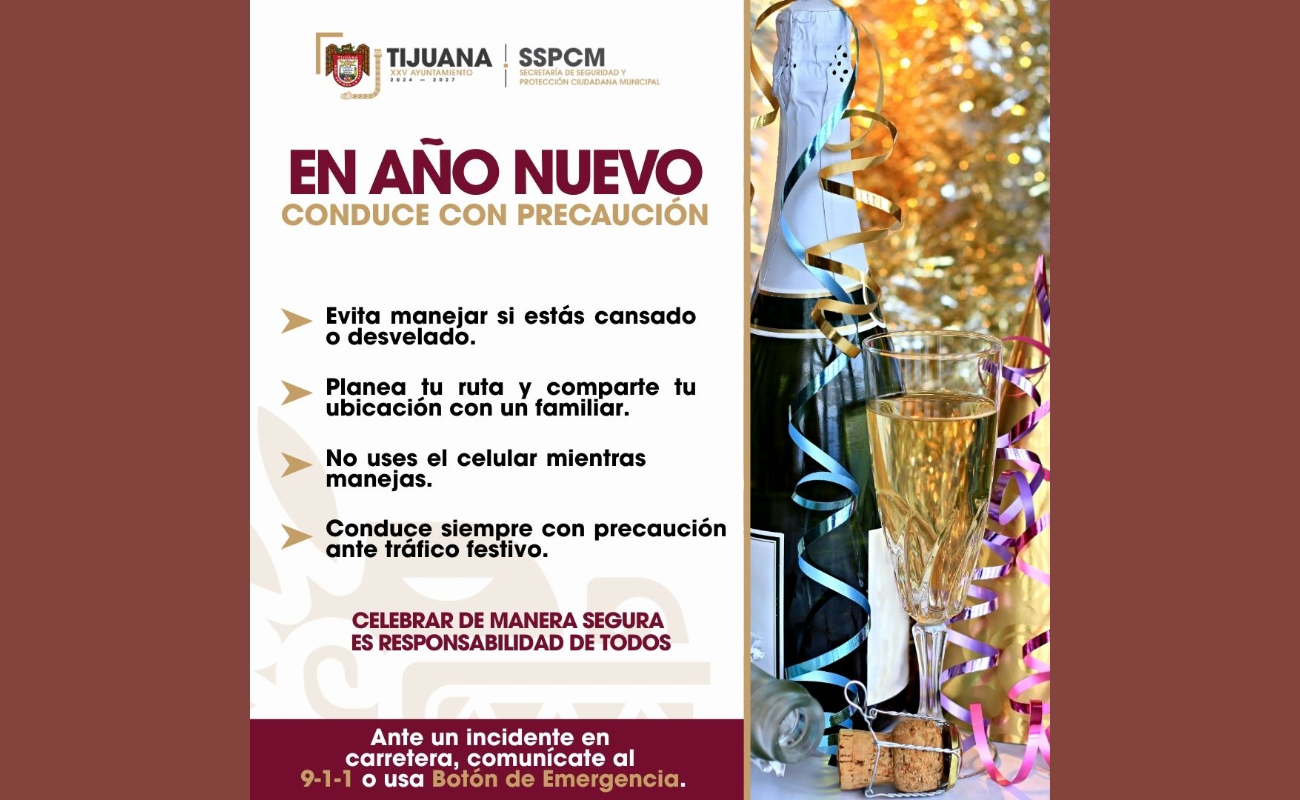 Implementarán acciones especiales de seguridad vial durante Año Nuevo