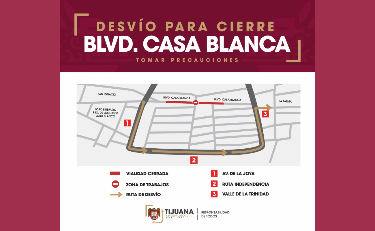 Se recomienda utilizar rutas alternas.