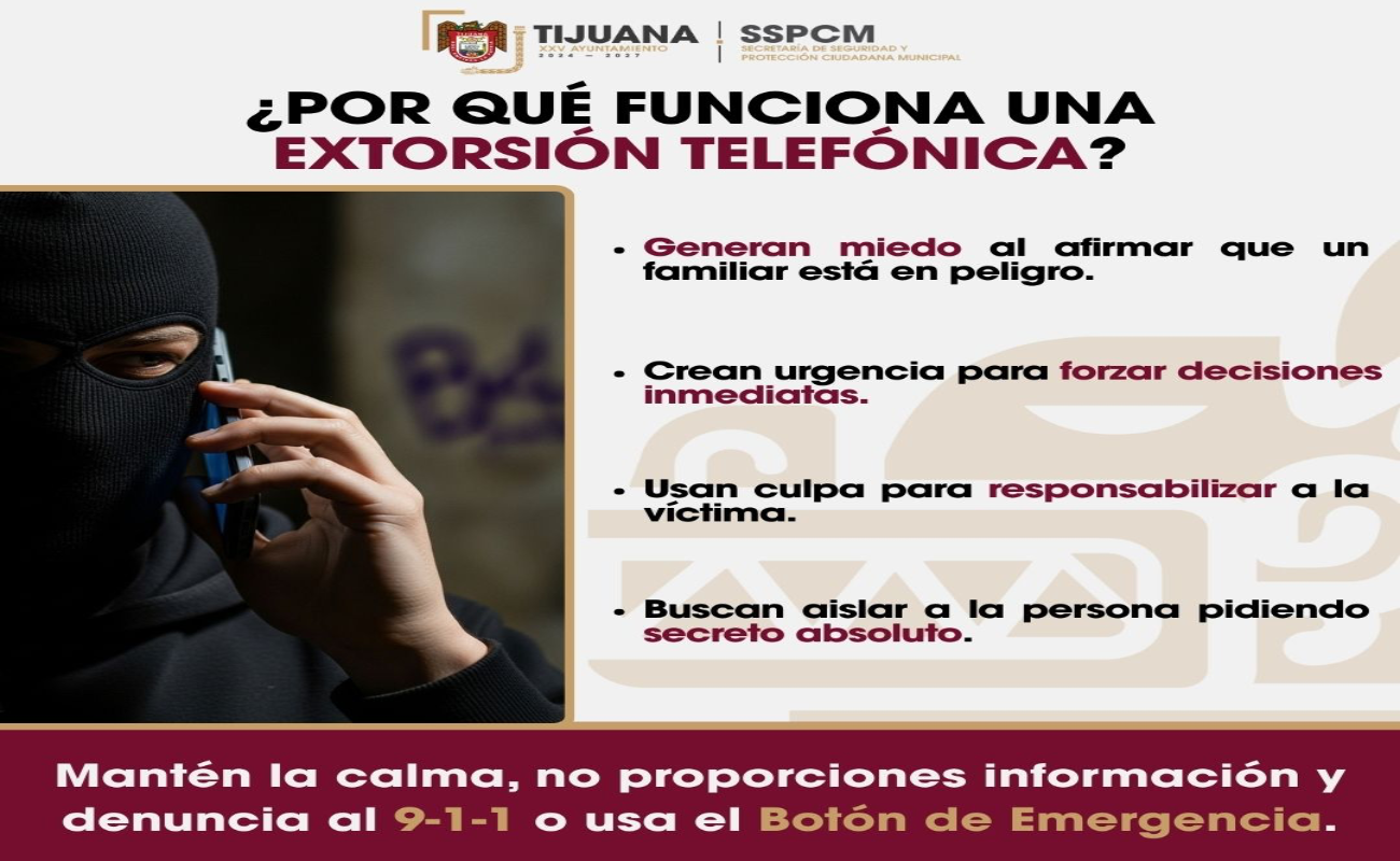 Exhorta SSPCM a la ciudadanía a prevenir y denunciar la extorsión telefónica