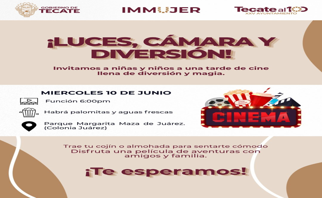 Invita Gobierno de Tecate a disfrutar de una tarde de cine en familia en la colonia Juárez