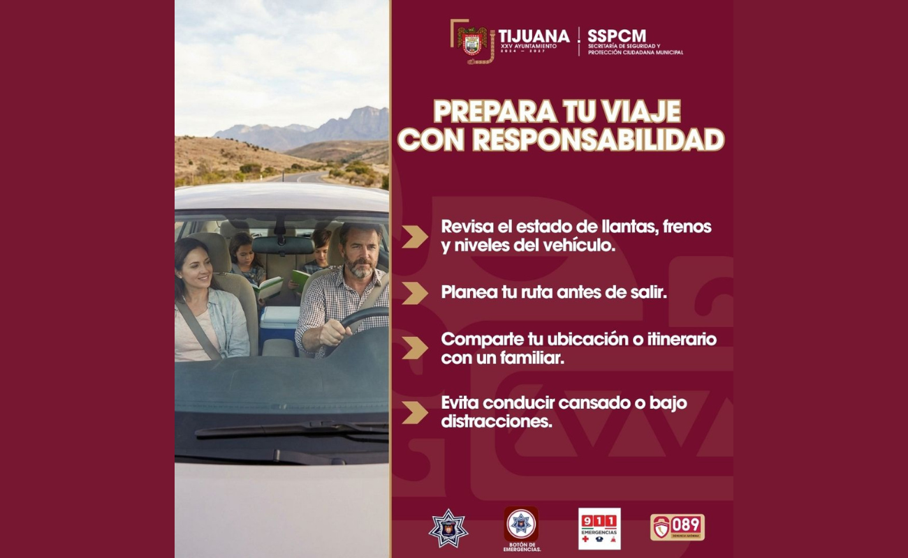Se aconseja evitar distracciones, respetar límites de velocidad y utilizar cinturón de seguridad.