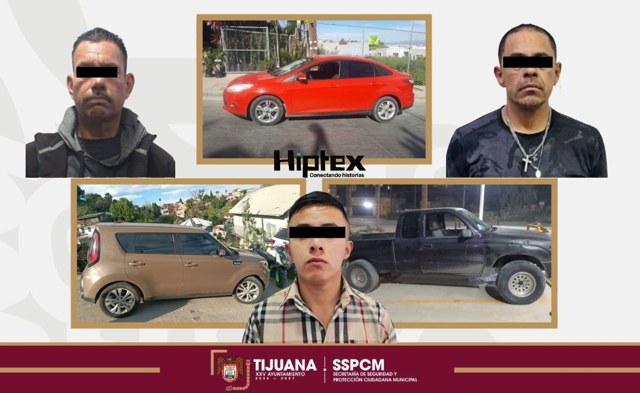 Detiene Policía Municipal de Tijuana a tres personas por uso de vehículos con reporte de robo