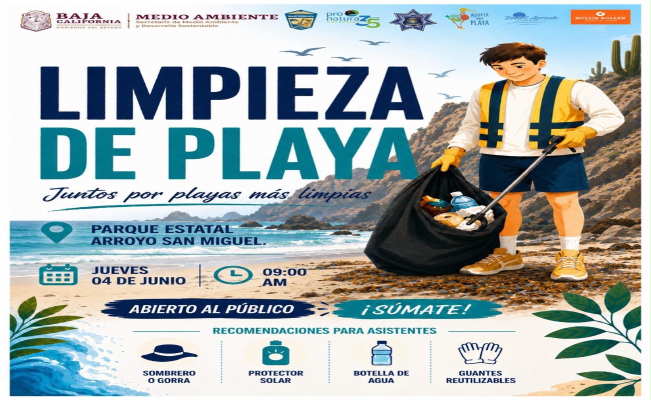 Realizarán jornada de “Limpieza de Playa” en el Parque Estatal Arroyo San Miguel”