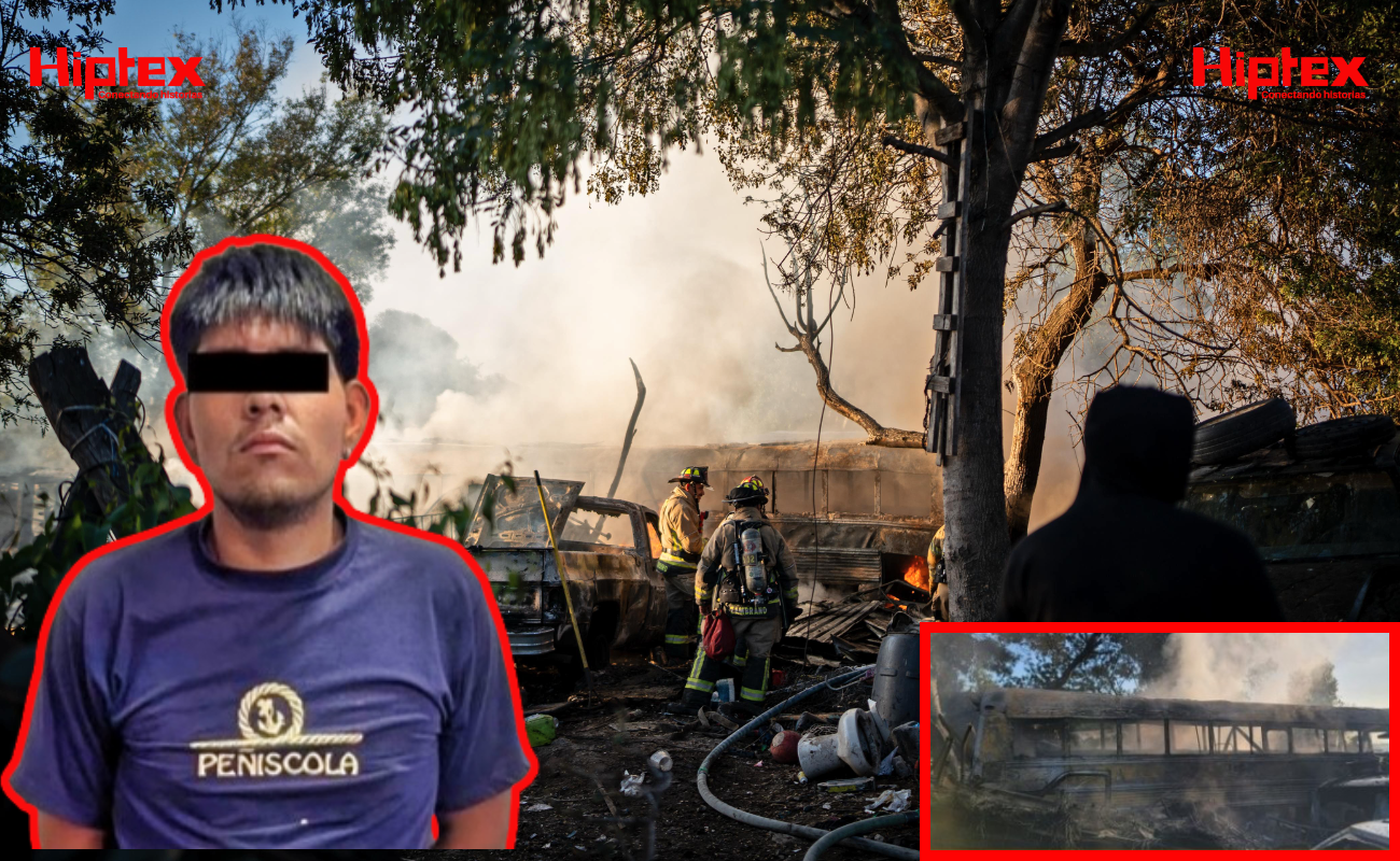Capturan a presunto responsable de causar incendio a vehículos en taller mecánico