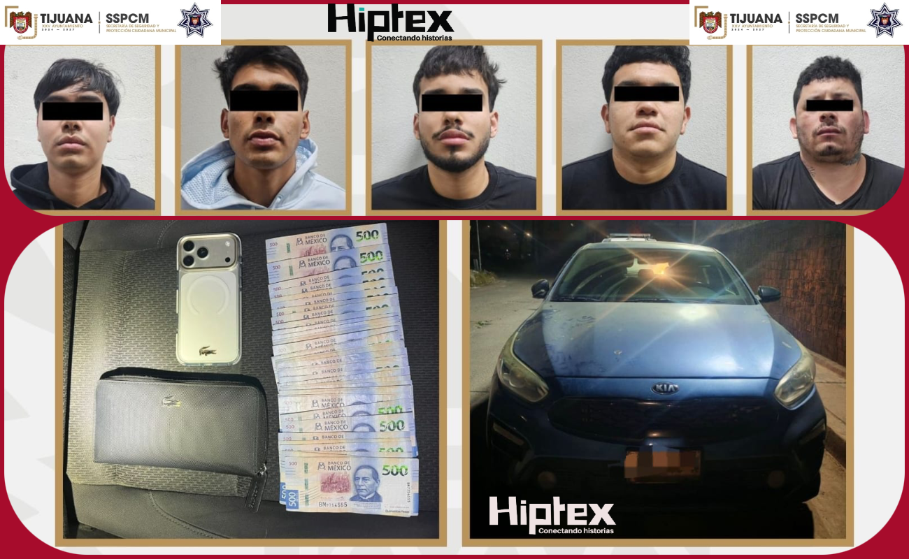 Arresta Policía Municipal a cinco personas por robo con violencia a casa habitación