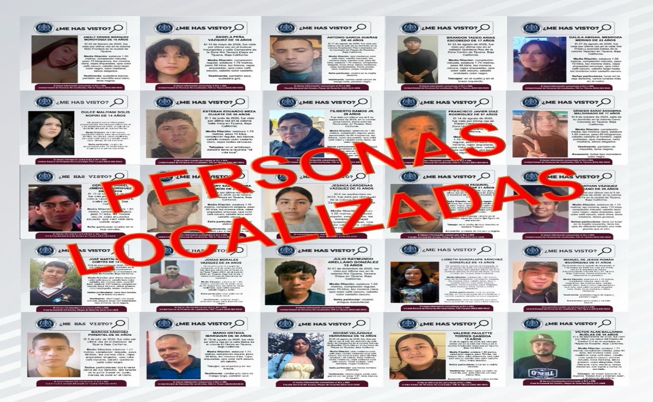 Localiza FGE a 25 personas reportadas como desaparecidas en Tijuana y Rosarito