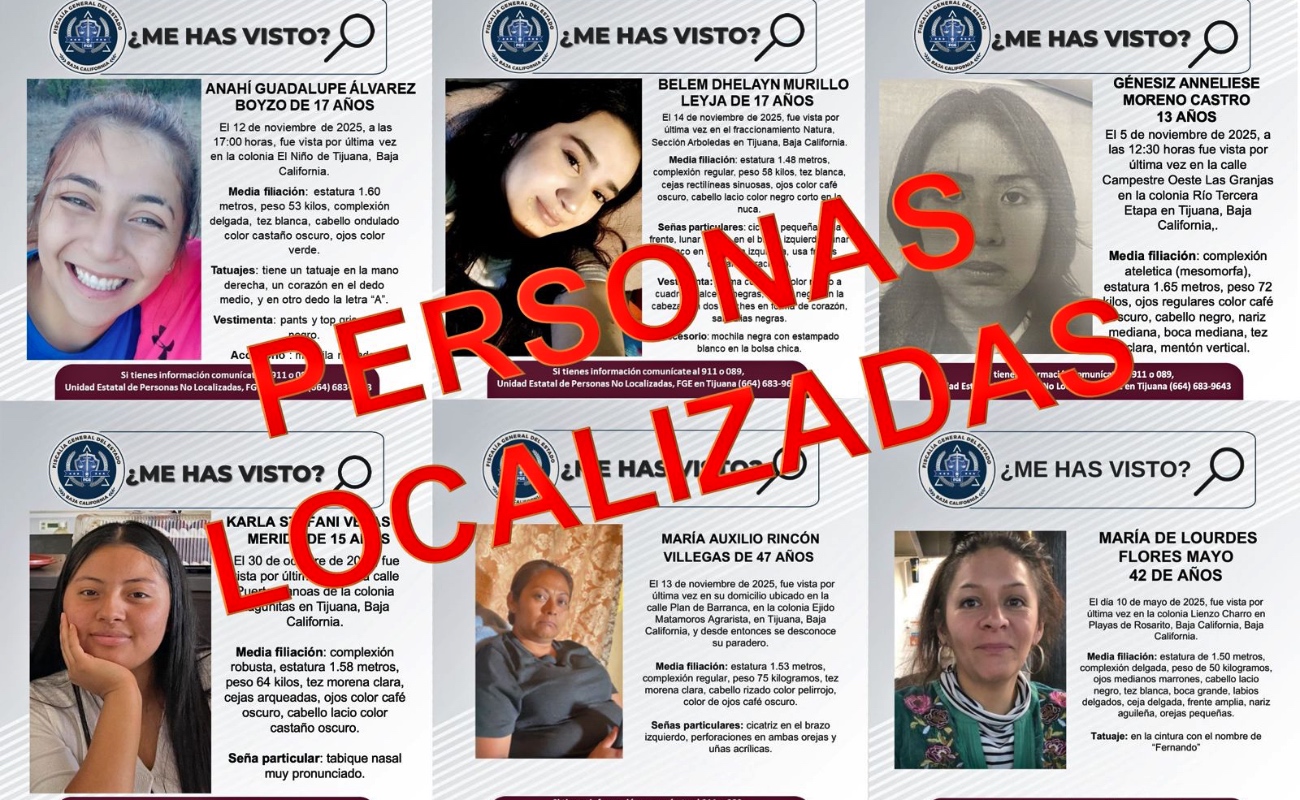 Fiscalía General del Estado localiza a seis personas reportadas como desaparecidas
