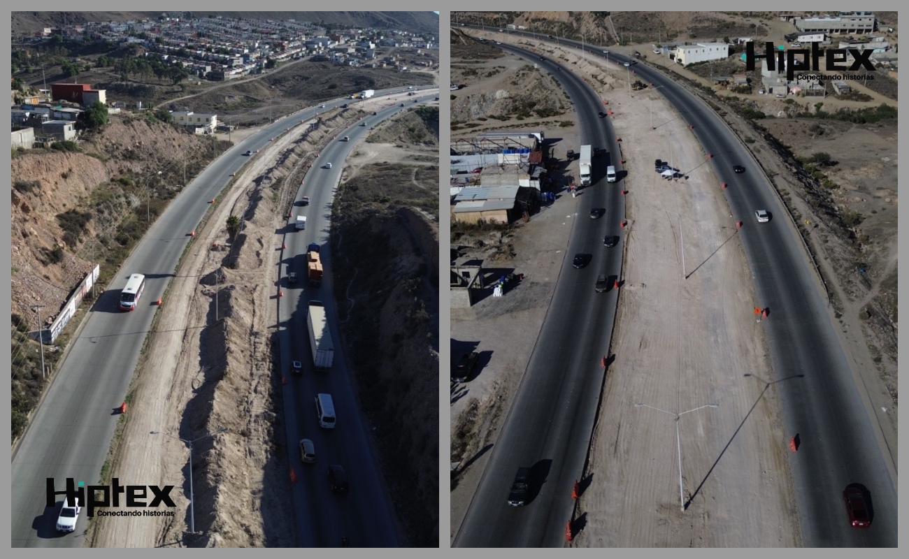 Como parte de las obras de construcción de los carriles confinados en el Corredor Tijuana-Rosarito 2000.