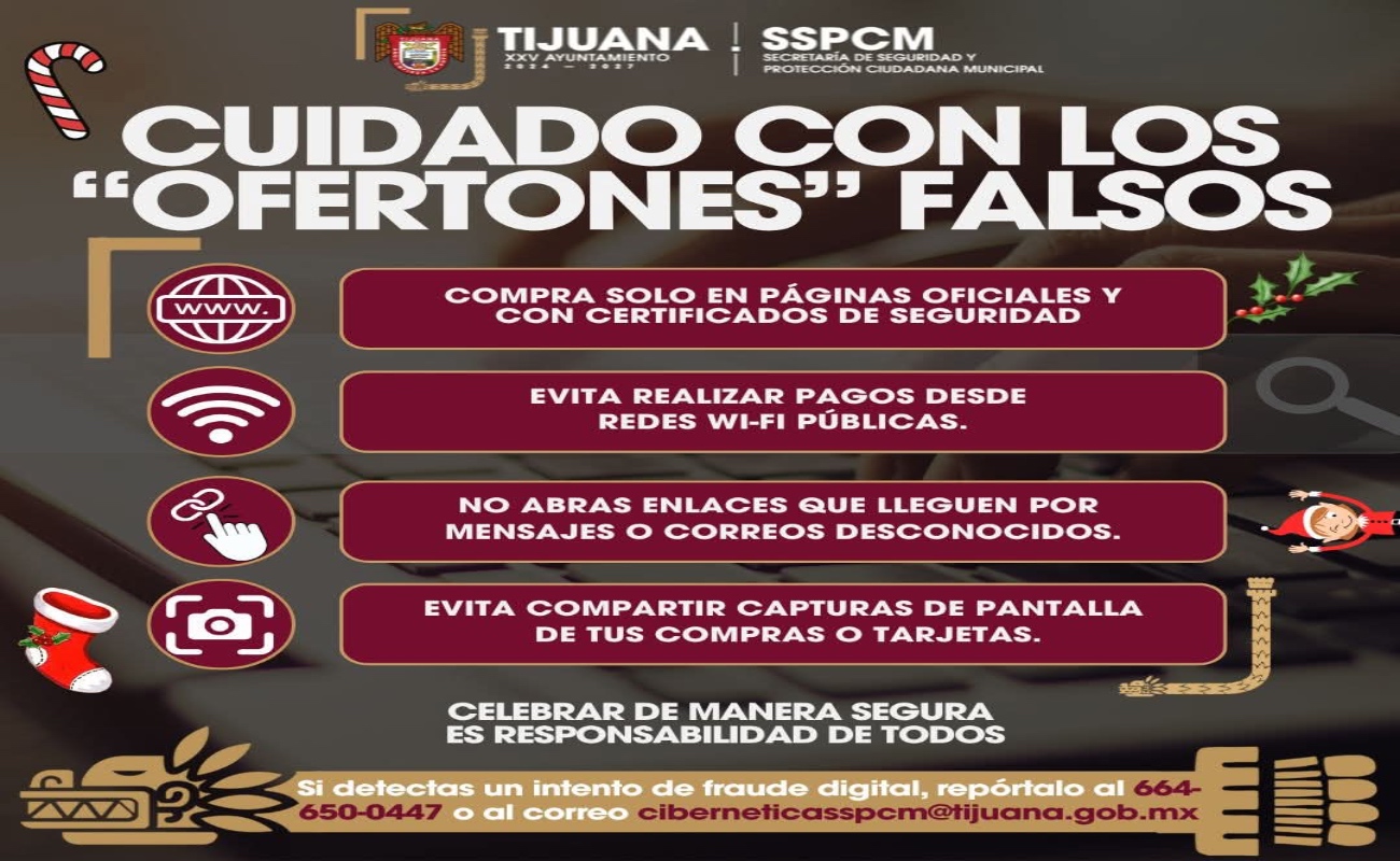 Alerta Policía Municipal de Tijuana de fraudes y “ofertones” falsos esta temporada navideña
