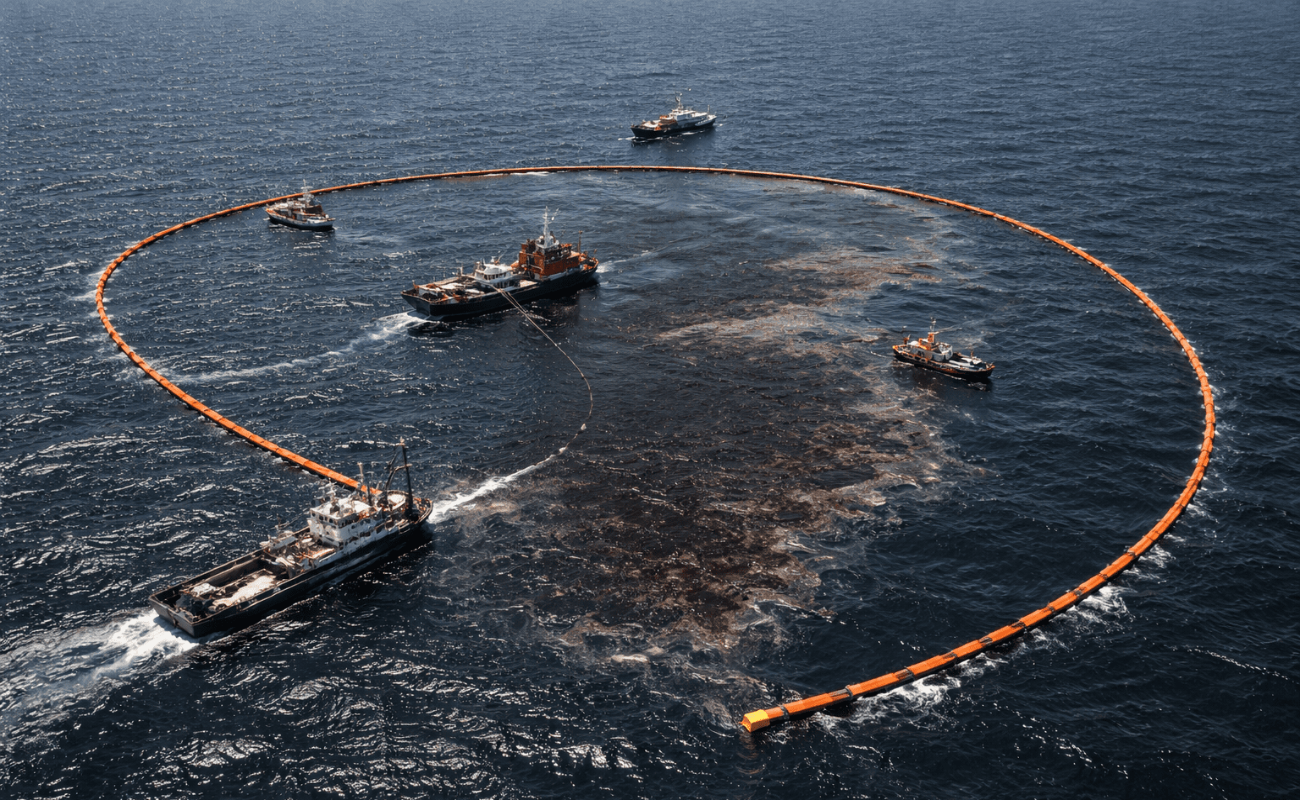 En materia de contención, se han instalado barreras y cordones oleofílicos, así como sistemas de dispersión mecánica en mar abierto.