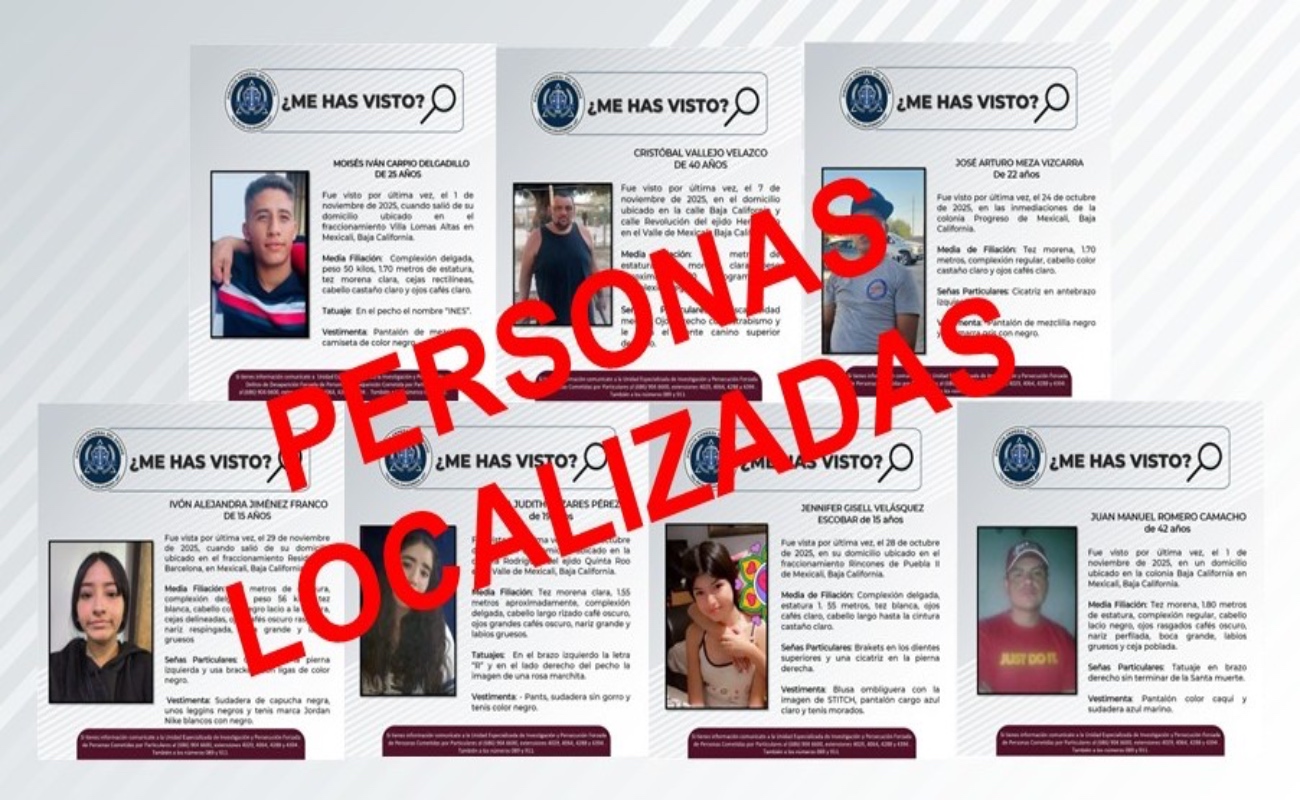 Localiza FGE a siete personas con reporte de búsqueda