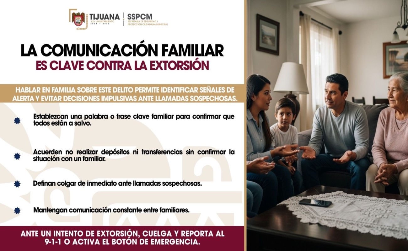 Promueve la comunicación y acuerdos familiares que permitan reaccionar de manera oportuna ante llamadas o mensajes sospechosos.