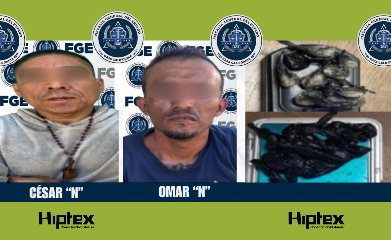 Los asegurados y la droga quedaron a disposición de la Fiscalía BC.