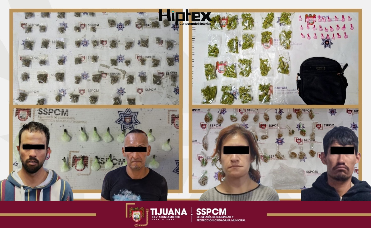 Decomisan diversas dosis de drogas; detiene a cuatro personas por delitos contra la salud