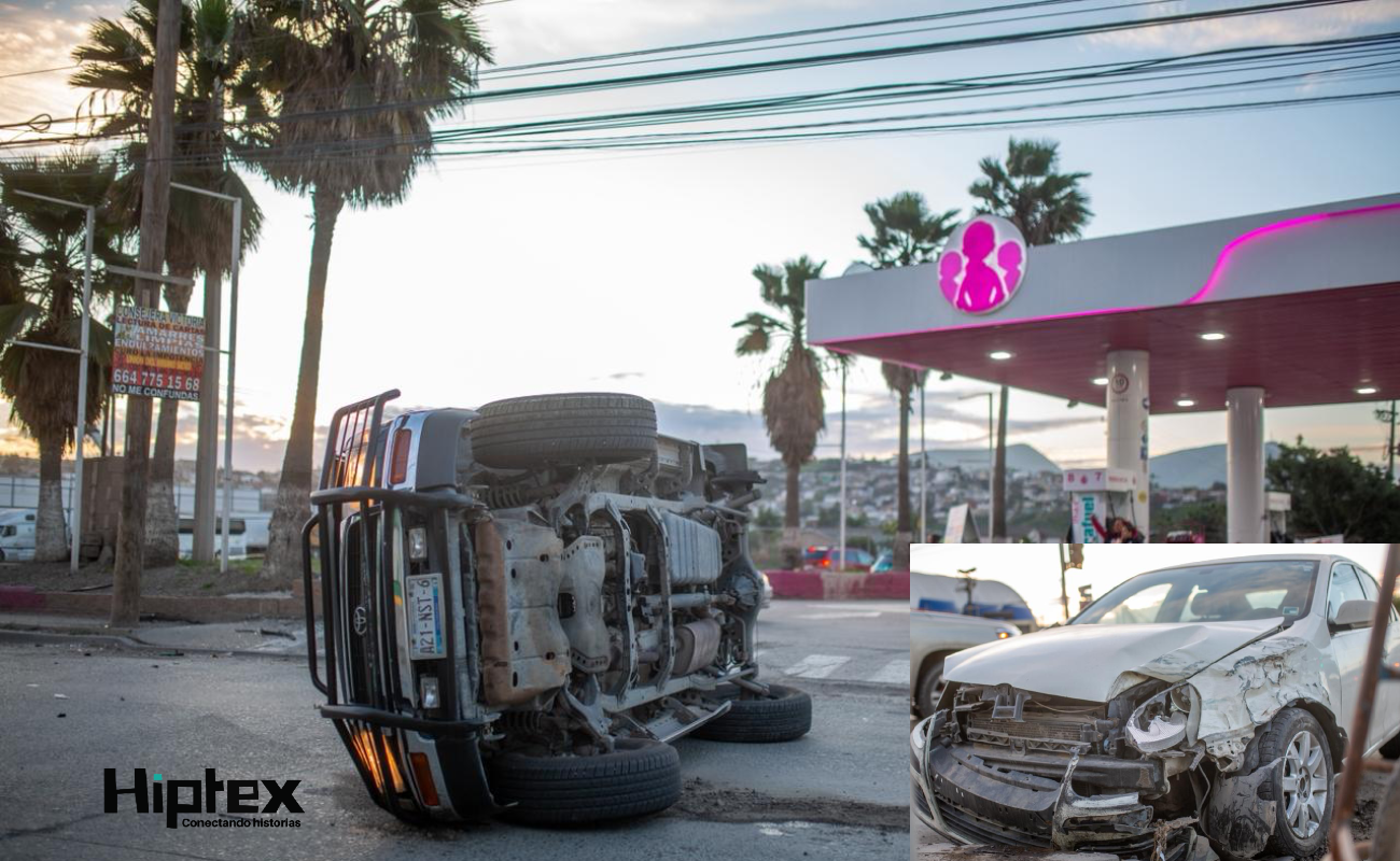Volcadura tras accidente en el Murúa.