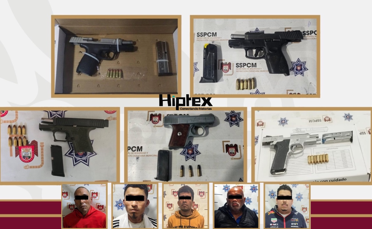 Las cinco personas detenidas, así como las armas aseguradas, fueron puestas a disposición de la autoridad correspondiente.